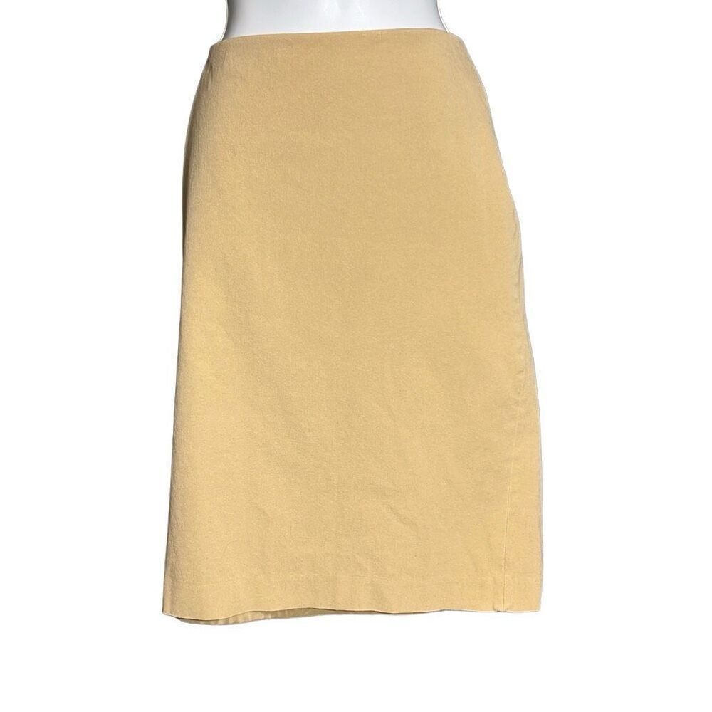 Talbots Women's Lined Back Zip Vent Straight Hem Beige A-Line Skirt Size 12